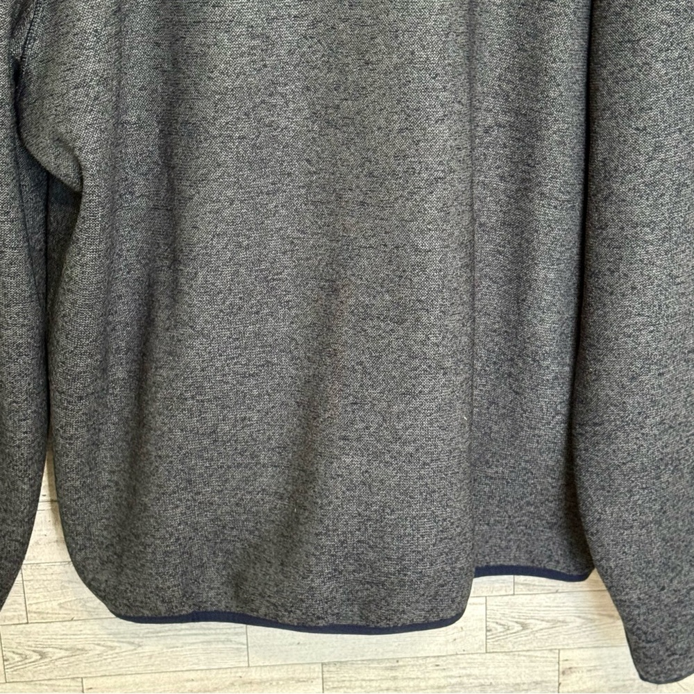 EDDIE BAUER Men's Knit Fleece Sweater 1/4 Snap Muff Pocket Gray Navy Sz-XLarge - Picture 6 of 12